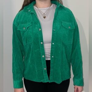 Bright green Forever 21 corduroy button up